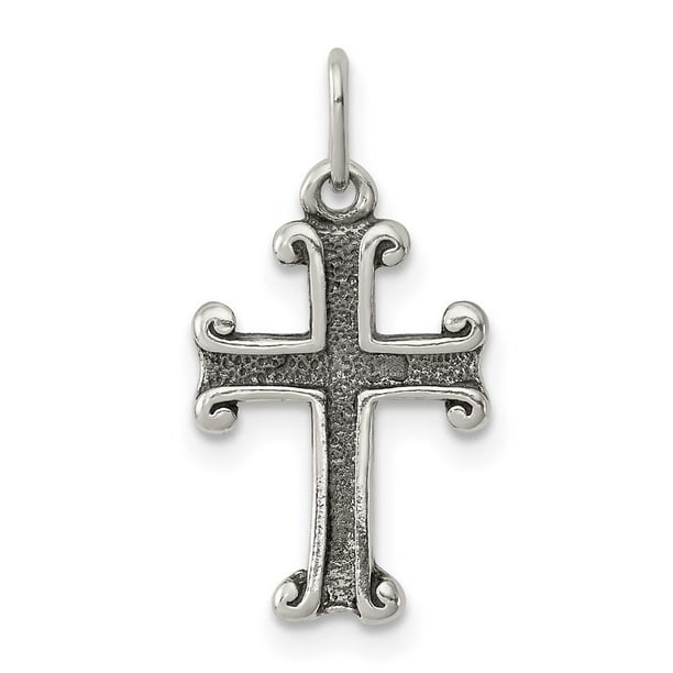 .925 Sterling Silver Antiqued Latin Cross Charm Pendant .925 Sterling Silver Antiqued Latin Cross Charm Pendant